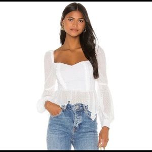 Polka Dot White Ruffle Blouse